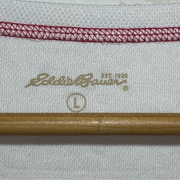 Eddie Bauer Shirt Womens Large White Short Sleeve Boat Neck Lightweight Casual - Picture 4 of 8